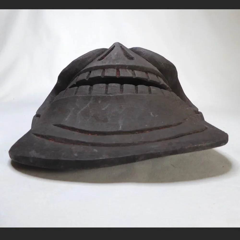 VINTAGE 13.5” NEPAL SMILING SKULL SKELETON HAND CARVED WOOD MASK WALL HANGING - Picture 6 of 8